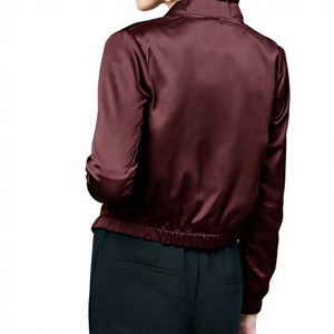 High Quality Plus Size Women’s Satin Jacket – <b>Lightweight</b> Stylish Full Satin Outerwear Casual Fashion Zip Up Jacket Wholesale - Product Image 2