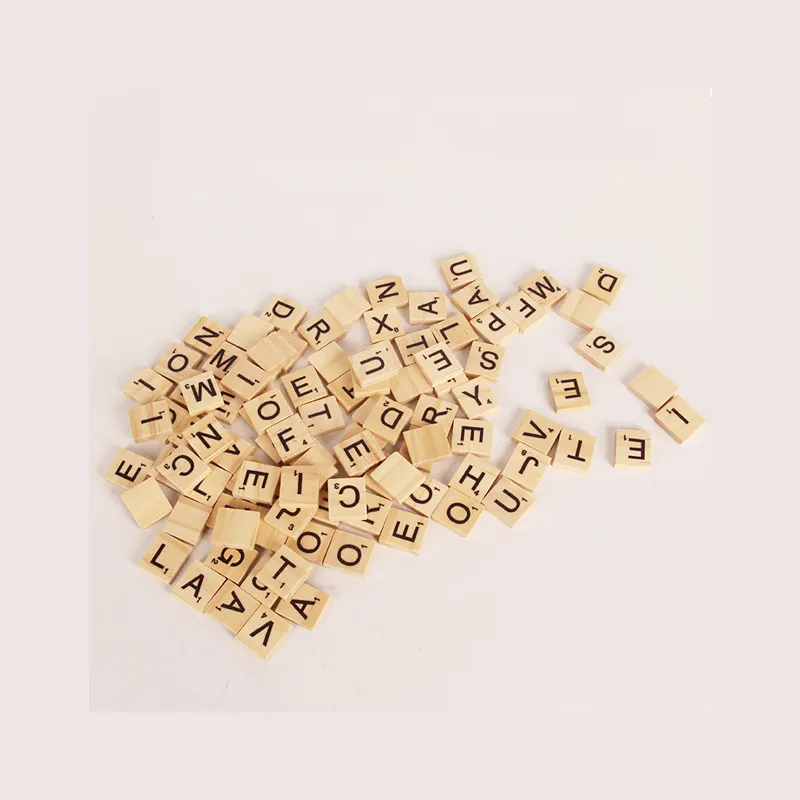 100 Wooden Scrabble Tiles Black Letters Numbers For Crafts Wood Alphabets