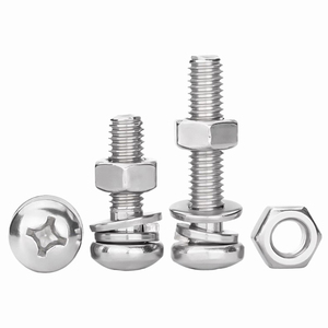 304 Stainless Steel Cross Pan Round Head Machine <b>Screw</b> and Nuts With <b>Flat</b> Washers Lock Washers M2 M2.5 M3 M4 M5 M6 - Product Image 3