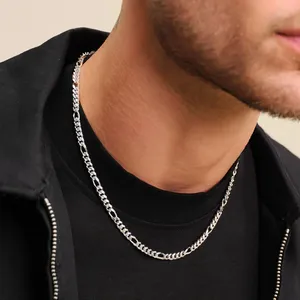 Cadena de Eslabones Figaro de Plata de Ley 925, Joyería de Moda, Cadena Figaro Unisex, Collar Italiano para Hombre y Mujer - Product Image 3