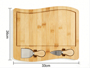 Tabla de Quesos de Bambú Natural, Tabla de Charcutería con 2 Cuchillos, Bandeja para Servir, Tabla de Cortar para Cocina, Fiestas, Bodas, Regalo - Product Image 6