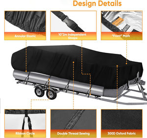 Nouvelle bâche <span class=keywords><strong>de</strong></span> bateau OBD imperméable et robuste, remorquable, pour pontons/bateaux à pont <span class=keywords><strong>de</strong></span> 17 à 20 pieds, largeur supérieure à 120 pouces, en <span class=keywords><strong>toile</strong></span> <span class=keywords><strong>de</strong></span> polyester <span class=keywords><strong>de</strong></span> qualité marine - Product Image 2