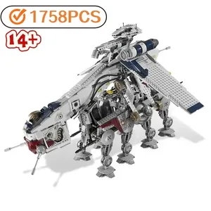 10195 Dropship Republic con AT-OT Walker, Juego <span class=keywords><strong>de</strong></span> Bloques <span class=keywords><strong>de</strong></span> Construcción, Ladrillos <span class=keywords><strong>de</strong></span> Juguete, 05053, Kit <span class=keywords><strong>de</strong></span> Modelo <span class=keywords><strong>de</strong></span> Robot <span class=keywords><strong>de</strong></span> <span class=keywords><strong>la</strong></span> <span class=keywords><strong>Guerra</strong></span> <span class=keywords><strong>de</strong></span> <span class=keywords><strong>los</strong></span> <span class=keywords><strong>Clones</strong></span>, Regalo para Niños, 1758 Piezas - Product Image 5