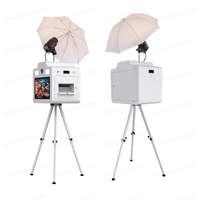 Photobooth Portable avec Écran LCD de 21,5 Pouces, Design Rétro, Photobooth Personnalisable pour Mariage/Fête/Anniversaire