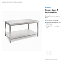 Table de travail double couche pour cuisine commerciale, plan de travail en acier inoxydable, comptoir de préparation, taille personnalisée pour restaurant