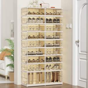 กล่องเก็บรองเท้าพลาสติกพับได้ชัดเจนชั้นวางรองเท้าแบบตั้งโปร่งใส - Product Image 4