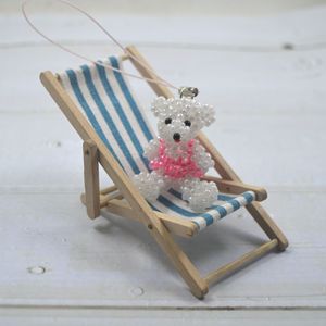 Miniatura 1:12 de Silla de Playa Plegable de Lona para Casa de Muñecas, Juguete Decorativo, Silla de Descanso - Product Image 5