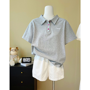 Camisetas <span class=keywords><strong>Polo</strong></span> Blancas de Alta Calidad, Camisetas de Manga Corta para <span class=keywords><strong>Mujer</strong></span>, Bordadas con Letras, para Verano - Product Image 3