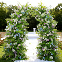 Décoration florale artificielle en soie de style printemps pour mariage, événement, rose, feuilles vertes, arche en corne, chemin de fleurs personnalisé