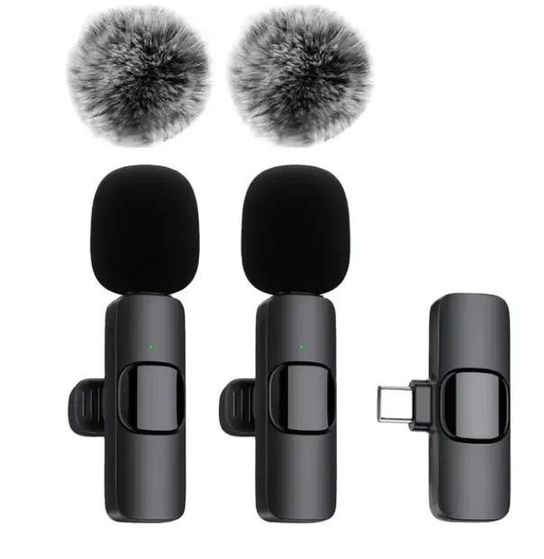 Mikrofon Lavalier nirkabel, mikrofon Mini rekaman Video Audio untuk iPhone Android Laptop game langsung mikrofon ponsel