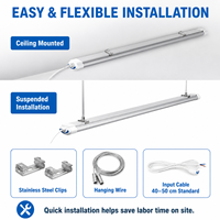 Luminaire LED Tri-Proof IP65 20W-60W en aluminium étanche, type batten linéaire, avec CRI80, garantie 5 ans et dimmable