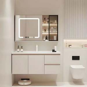 High Quality Modern Luxury <b>Bathroom</b> Vanities Wooden Led Lighted Nordic Furniture Plywood Pvc <b>Bathroom</b> Vanity Cabinet with Mirror - Product Image 2