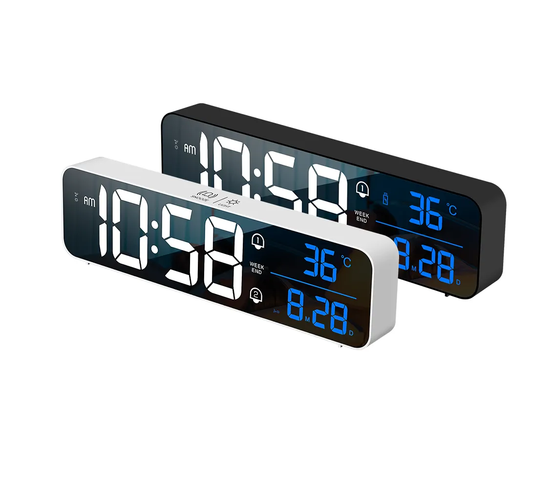 2023 새로운 디지털 거울 LED 알람 시계 침실 벽 주방 호텔 테이블 책상 시계