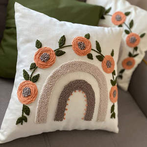 Idée de cadeau unique, housses de <span class=keywords><strong>coussin</strong></span> d'oreiller à aiguille, décor à la maison, <span class=keywords><strong>motif</strong></span> de fleurs de luxe pour décoration de chambre - Product Image 4