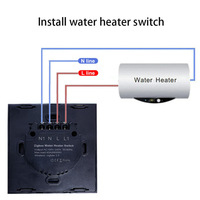 Interruptor Inteligente Tuya Zigbee para Calentador de Agua, 40A, 1 Canal, 2 Vías, Panel Táctil de Vidrio, Control por Voz con App, Compatible con Alexa y Google, para Hogar, Hotel, Oficina