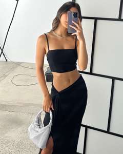 กระโปรงที่กําห<span class=keywords><strong>น</strong></span>ดเอง 2 ชิ้นชุดสบายๆชุดจับคู่ปาร์ตี้คื<span class=keywords><strong>น</strong></span>แข<span class=keywords><strong>น</strong></span>กุดสายรัด Crop TOP เอวสูงกระโปรงเสื้อผ้าสตรีชุด - Product Image 2