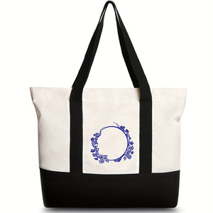 Borsa da Spiaggia in Tela Personalizzata con Monogramma per Donne, <span class=keywords><strong>Regalo</strong></span> con Iniziali Personalizzate per Gite Estive e Viaggi - Product Image 2