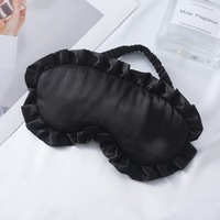 Penutup Mata Tidur Satin Ruffle Ringan dan Bernapas, Penutup Mata Sutra Lembut Dua Sisi untuk Perjalanan, Kantor, Tidur Siang, Spa, Custom