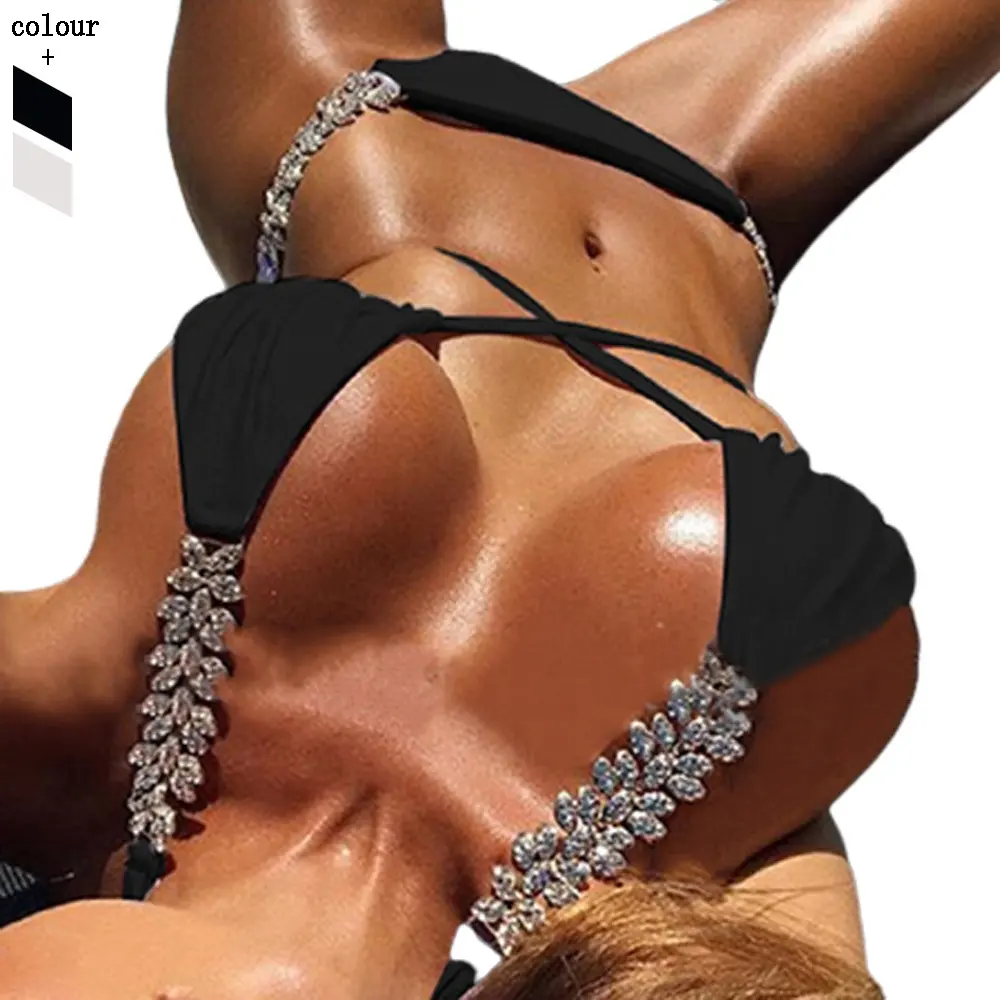 2021 New Design Custom Swimwear Sexy Luxury Bikini Rhinestone Swimsuit For Women