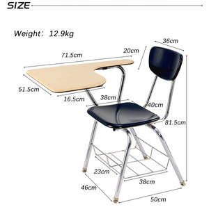 Okul ofis mobilyaları kol sandalye masaları ahşap Modern çelik boru rahat eğitim odası öğrenci koltuğu ile yazma pedi - Product Image 3