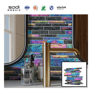 Mosaïque de verre bleu irisé <span class=keywords><strong>tendance</strong></span> pour cuisine, salle de bain, hôtel, salon, piscine extérieure/intérieure, bassin à poissons - Product Image 5