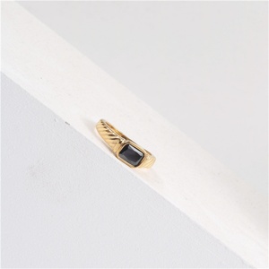 Jewelry <b>Ring</b> Rhinestone <b>Crystal</b> Chunky Stainless Steel Fashion for Men Women Popular Square Black Free Sample Vintage XR Jewelry - Product Image 6