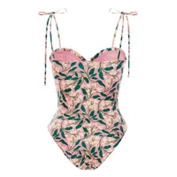 2023 nouveaux maillots de bain smockés à volants Bikini ensemble femmes Vintage Floral maillot de bain avec sarong de plage