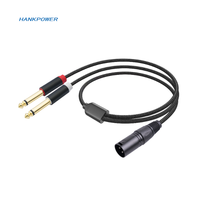 1/4 ganda laki-laki ke XLR laki-laki Y kabel pemisah konektor berlapis emas 3Pin XLR ke ganda 6.35mm TS kabel colokan Mono untuk Mixer