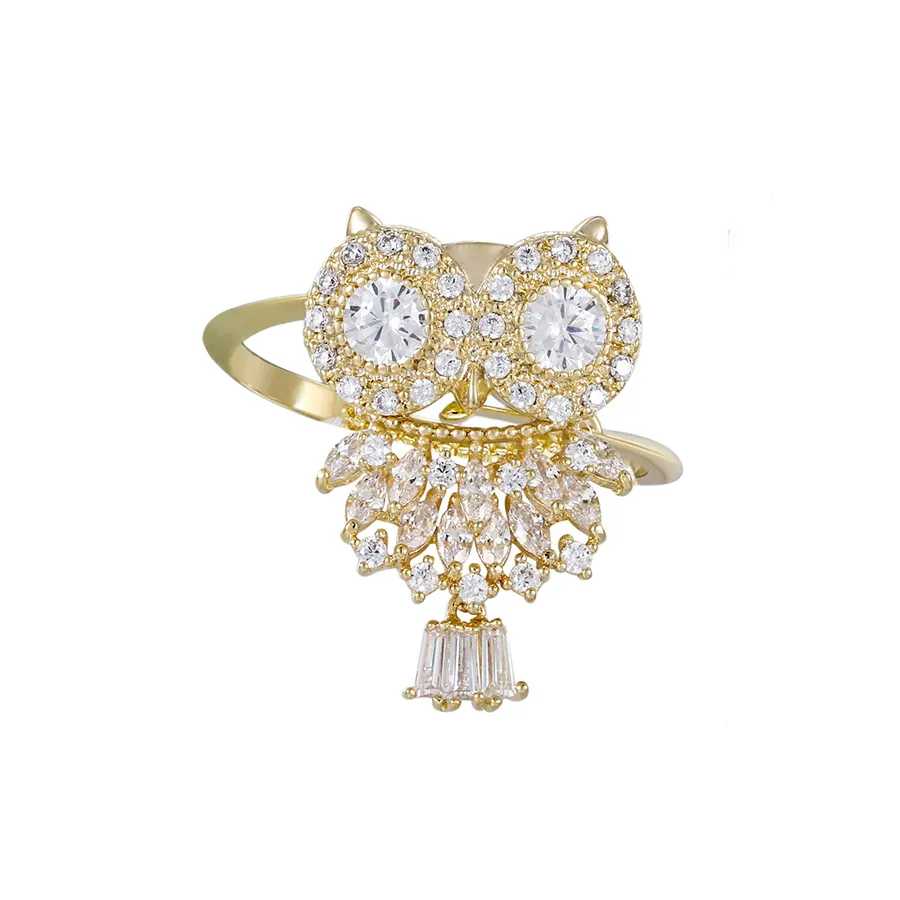 R-191Xuping 2019 elegant nieuwe collectie uil dieren seried gold plated ring voor vrouwen