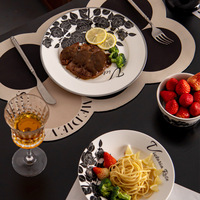 Luxus weißes Porzellan Geschirr Set schwarz Rose Muster Silber Rand Hochzeit Geschirr für Restaurant Dining Cup Kit enthalten