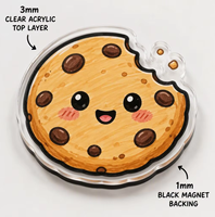 Aimant de réfrigérateur personnalisé en acrylique, style dessiné à la main Kawaii, cadeau mignon pour étudiant, découpé, aimant noir de 3 mm, décoration de réfrigérateur