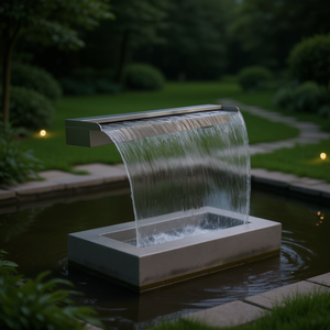 Fuente de Piscina Rectangular de Acero Inoxidable con Diseño de Cascada de 47.2 Pulgadas, Diseño Contemporáneo - Product Image 2