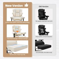 Chaise de bureau de direction ergonomique chauffante à 7 points de massage avec repose-pieds et accoudoirs réglables pour ordinateur