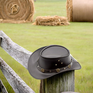 Sombreros de Vaquero de Cuero Genuino Estilo Occidental Totalmente Personalizados, Sombrero de Vaquero Vintage de Primera Calidad, Sombreros de Vaquero Occidentales de Marca Privada - Product Image 4