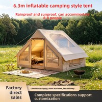Tente gonflable de camping extérieur quatre saisons à ouverture rapide, portable, double couche, imperméable, en coton Oxford 2000-3000mm