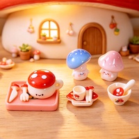 Mini figurines en résine en forme de champignons de dessin animé pour la décoration de cuisine, ensemble d'ornements de bureau mignons, accessoires décoratifs de collection