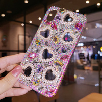 Coque transparente en silicone à couverture intégrale avec cœur incrusté de diamants pour iPhone 17 Pro Max Air, compatible avec les modèles 16/15/14/13