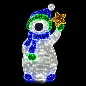 आउटडोर पार्क गार्डन स्ट्रीट क्रिसमस स्नो वर्ल्ड बड़ी एलईडी स्नोमैन सजावटी रोशनी