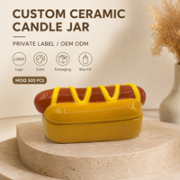 Vase à bougie en céramique créatif et mignon de style nordique, en forme de hot-dog, avec couvercle