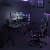 Bureau de jeu personnalisé en métal et fibre de carbone avec éclairage LED RVB noir 120 cm ergonomique extensible pour PC
