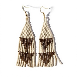 Multicolor Shan India Bohemian/Bohemia Style Glass Seed Beads Dangle <b>Earrings</b> Tassel Fringe Handmade Lead/Cadmium Free Women's - Product Image 2