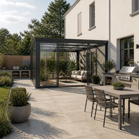 Kit de véranda en verre quatre saisons, panneaux de verre isolés, structure en aluminium, véranda préfabriquée pour jardin familial