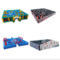 Parcours de Combat Aquatique Gonflable avec Arche et Abri – Arène Commerciale de Bataille Aquatique pour Enfants, Idéale pour Location de Fêtes en Extérieur