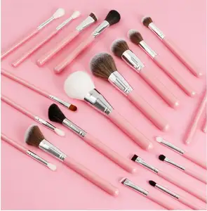 Wholesale High-Quality Beauty Tools Private Label Pink 16pcs Makeup Brushes Solid Wood Handle Makeup Brush Set Single Brushes