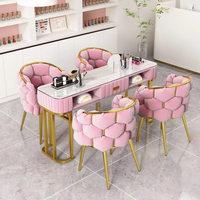 Ensemble de tables à ongles en fer de style moderne et commercial de haute qualité avec mobilier de salon de manucure en velours Mengyao