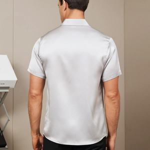 OEM Solid Color Short Sleeve Classic Real Silk Shirt for <b>Men</b> - Product Image 2