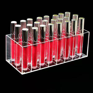 Custom Design 24 Slots Acrylic Lipstick Cosmetic Organizer Clear Cosmetic Display Box