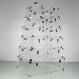 Clair grande taille acrylique stockage Vintage <span class=keywords><strong>coffre</strong></span> <span class=keywords><strong>Table</strong></span> <span class=keywords><strong>coffre</strong></span> décoratif avec couvercle argent métal accessoire vêtements stockage <span class=keywords><strong>coffre</strong></span> boîte - Product Image 3