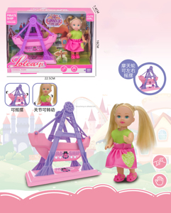En Stock, mini juego de <span class=keywords><strong>muñecas</strong></span> de 4,5 pulgadas, Noria, barco pirata, casa de mascotas, cachorro embarazada, muñeca de moda DIY para niña - Product Image 5