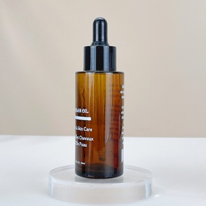 1.7oz 50ml <b>Empty</b> Cosmetic Serum Container Red pink Custom Unique Design Frosted Flat Shoulder Glass Essential Oil Dropper <b>Bottle</b> - Product Image 4